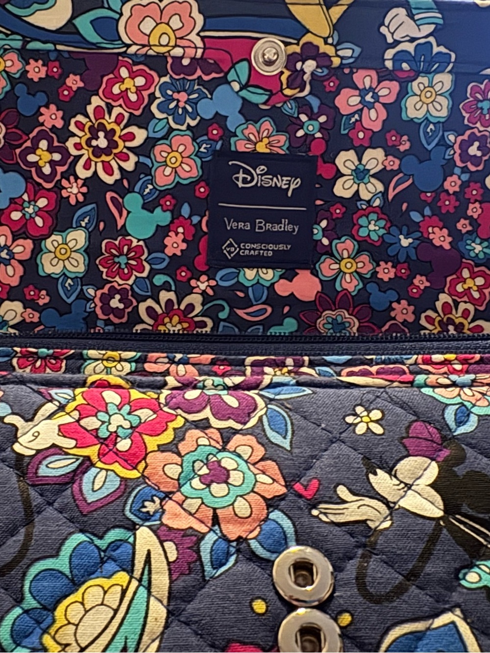 Vera Bradley Quilted Floral Crossbody Wallet in Navy, Pink, Turquoise